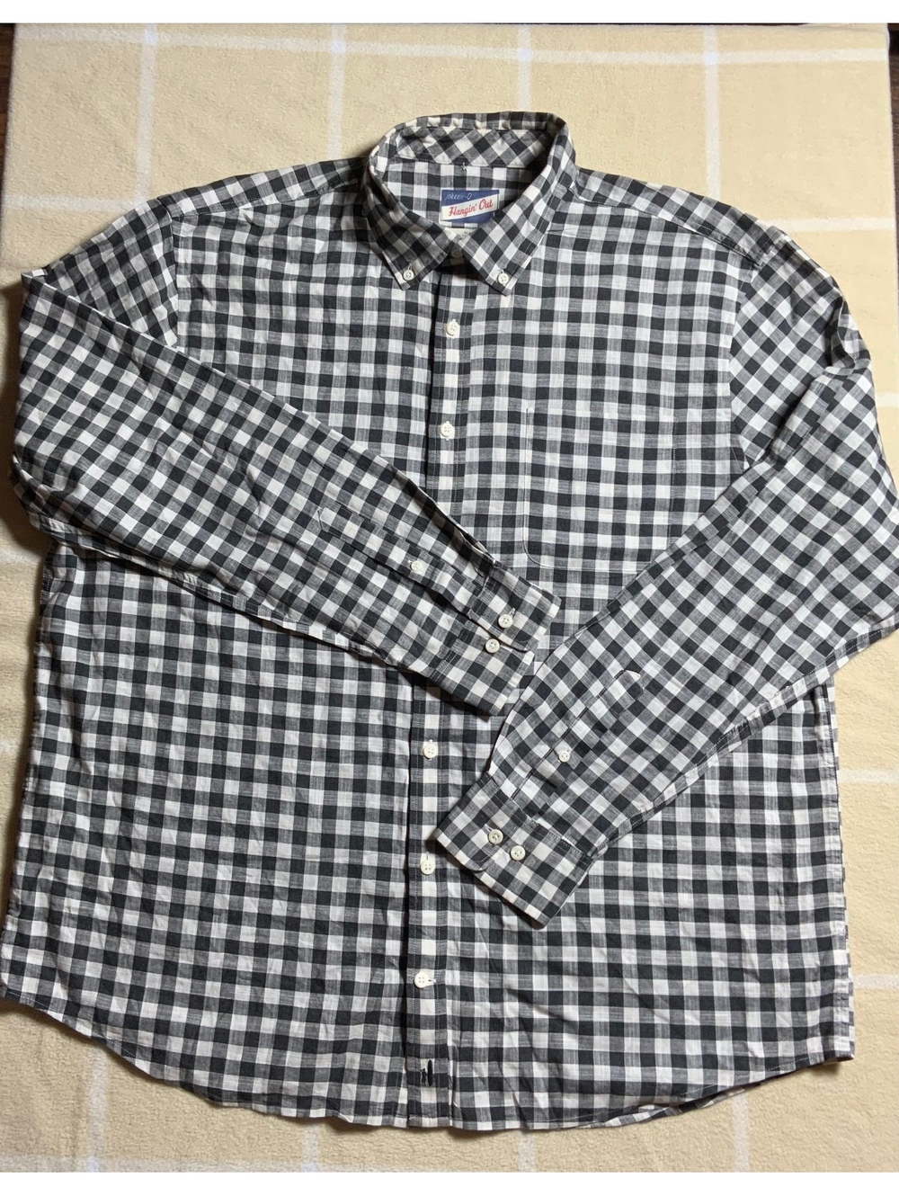 johnnie-O Hangin' Out Black and White Checkered Men’s Button-Up Shirt XL